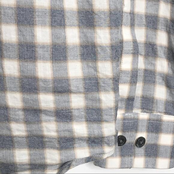 Theory Mens Medium M Desert Check Irving Flanella Button Down Shirt Gray Cotton - Picture 5 of 8